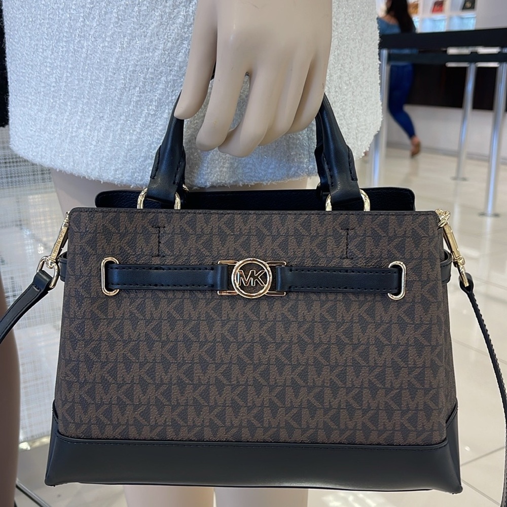 Michael Kors Reed Small Belted Logo Satchel Crossbody Center Zip Bag Purse 
NWT